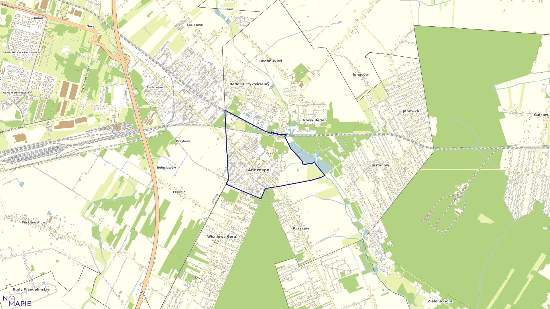 Mapa obrębu ANDRESPOL w gminie Andrespol