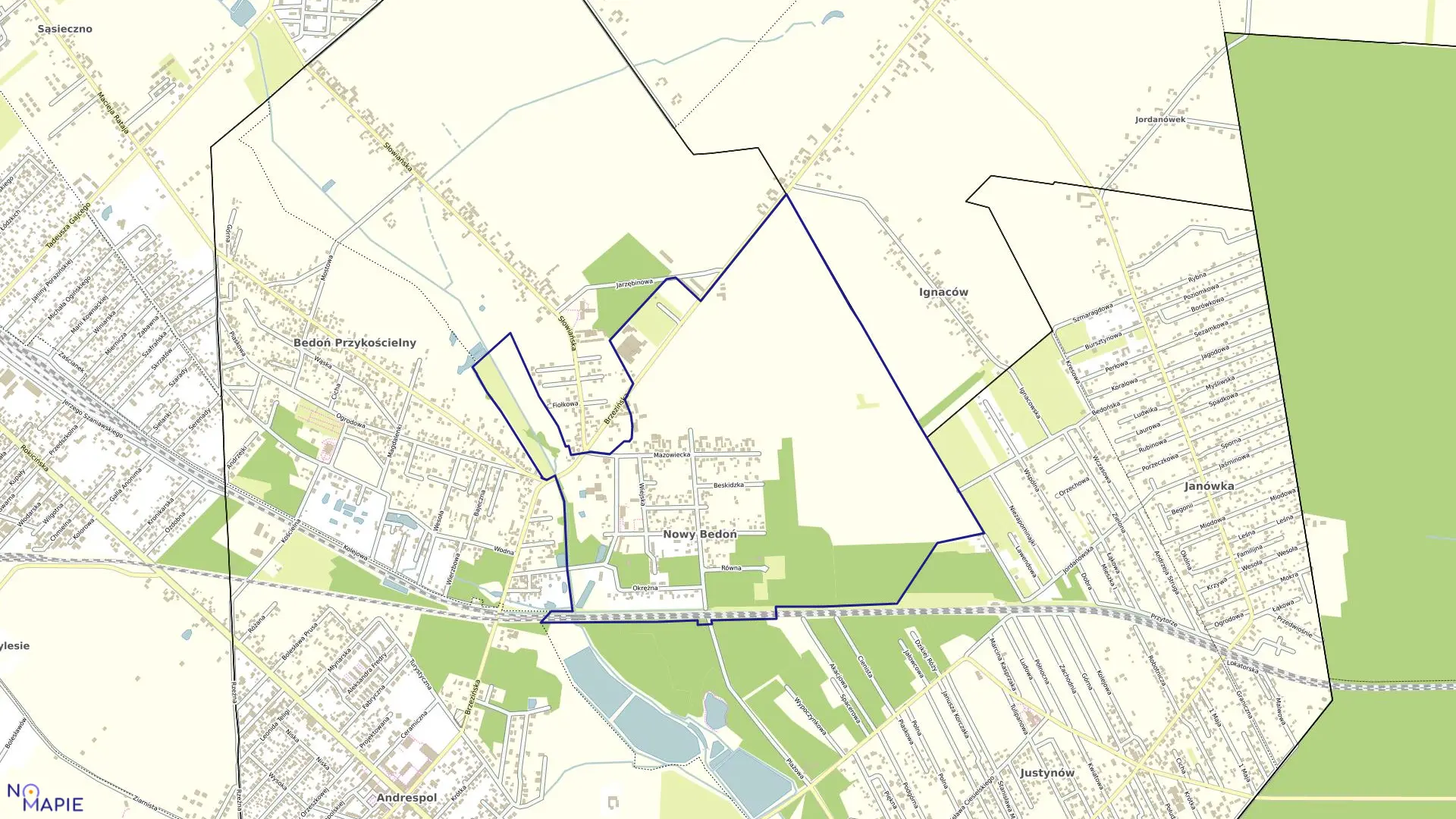 Mapa obrębu NOWY BEDOŃ w gminie Andrespol